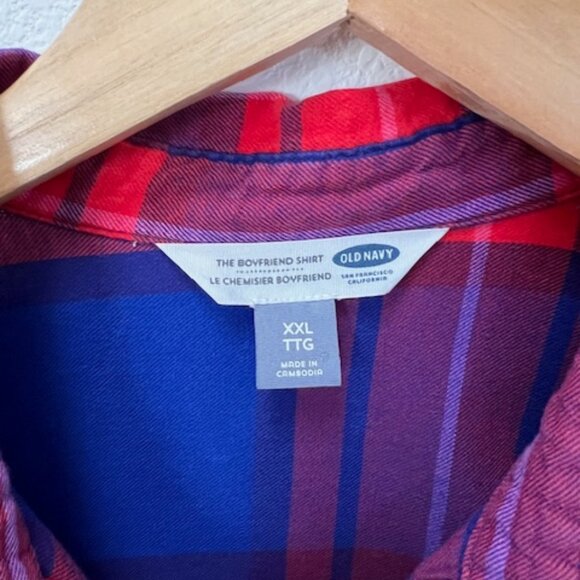 Old Navy Flannel - The Boyfriend Shirt - Red, Blue XXL - Picture 2 of 3